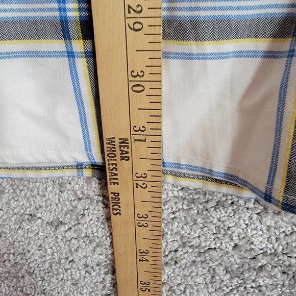 Columbia Button Down Shirt Mens Size XL Plaid‎ Long Sleeve Blue White Yellow - Picture 8 of 9